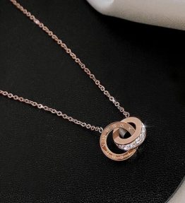 Non-Tarnish Roman Numeral & Cubic Zirconia Pendant